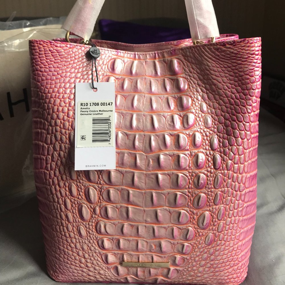 Brahmin Amelia Peony Ombré Leather Bag NWT